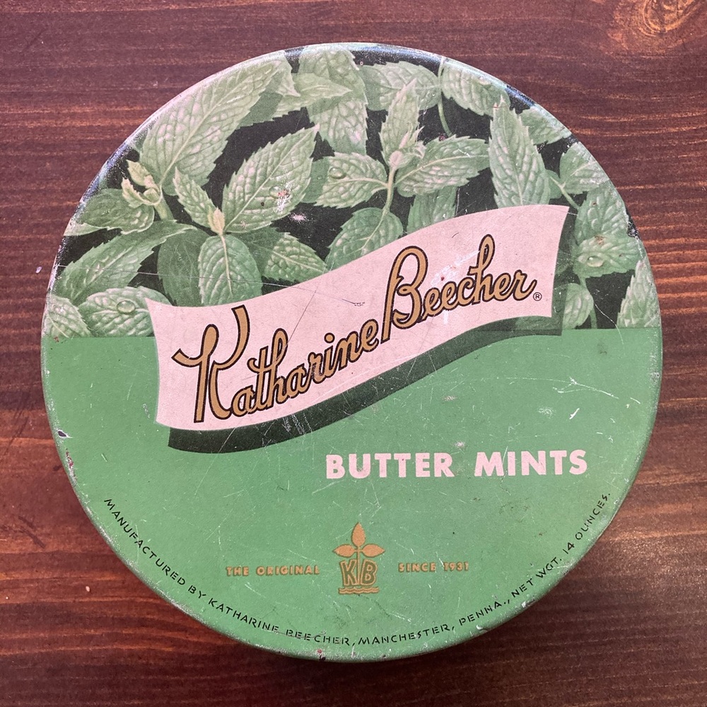 Vintage mid-century Katharine Beecher Butter Mints tin